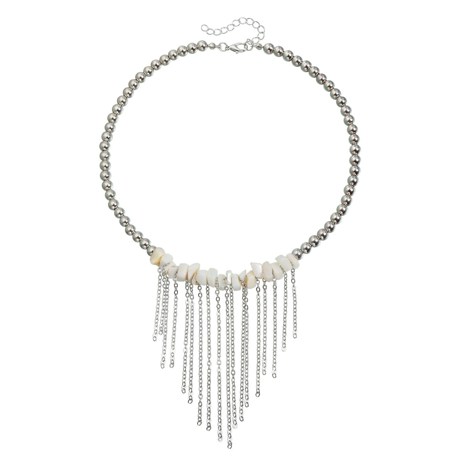 

European and American jewelry irregular stone beaded fringed necklace ins splicing style fashion street shot short item jewelry
