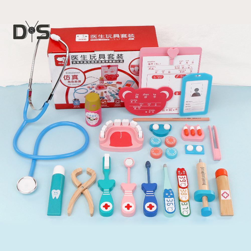 Play with You Chidlren Pretend Doctor Dentist Wooden Medical Playset Education Toy