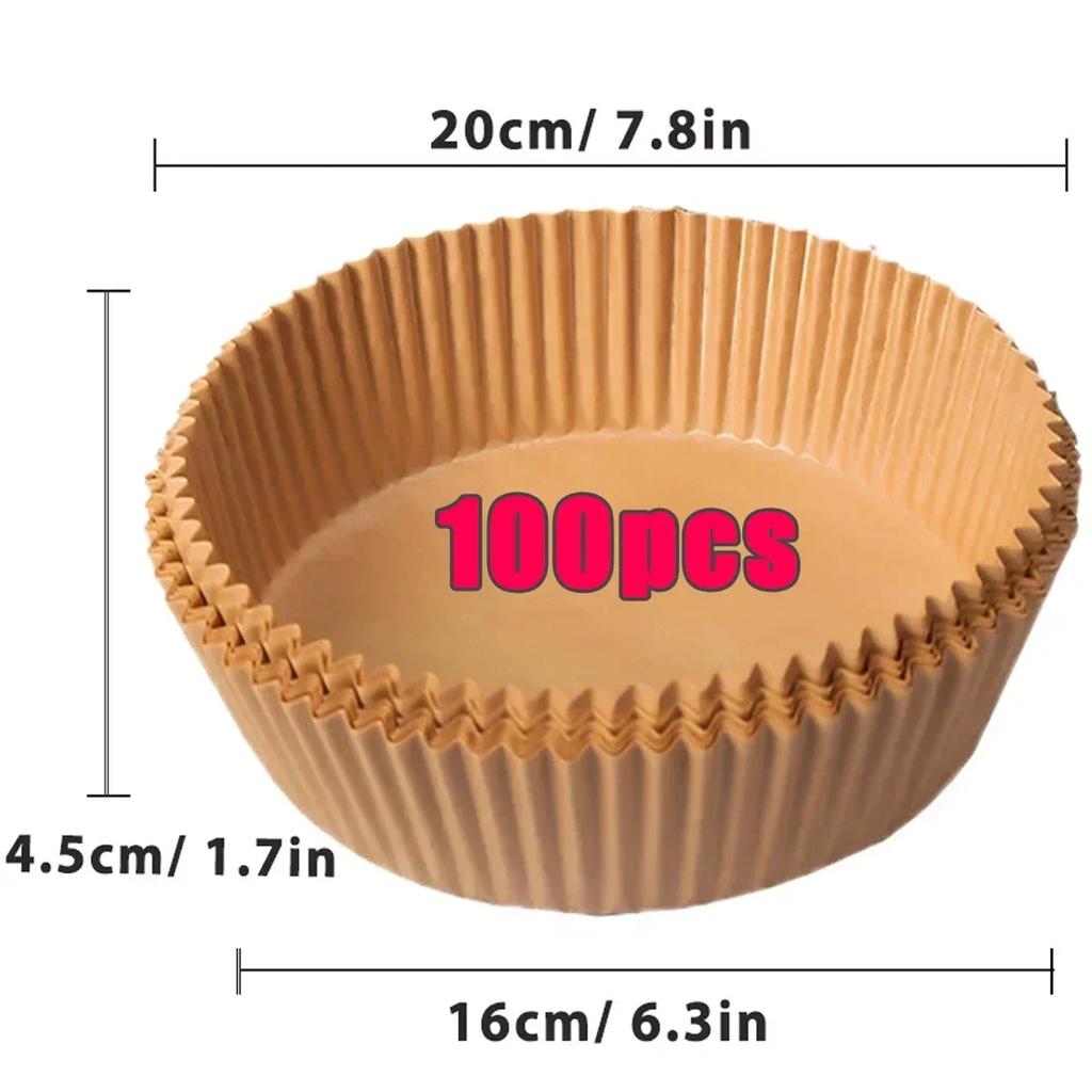 100/50pcs Disposable Paper Non Stick Air Fryer Baking Paper 16cm Round Air Fryer Paper Inner Lining Paper Kitchen Accessories