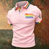 Men's Casual Polo Shirt Short Sleeve Gradient Print Classic Fit Button Down Collar Soft Breathable Fabric Top