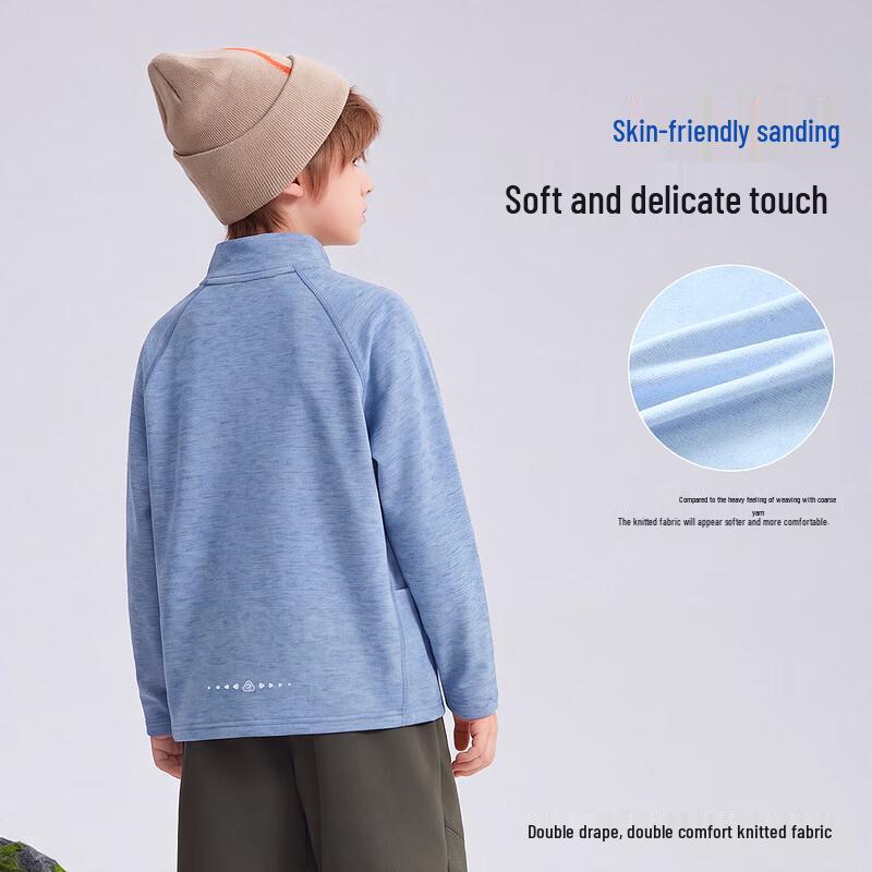 ASK JUNIOR Boys' Half-Placket Brushed Long Sleeve T-Shirt