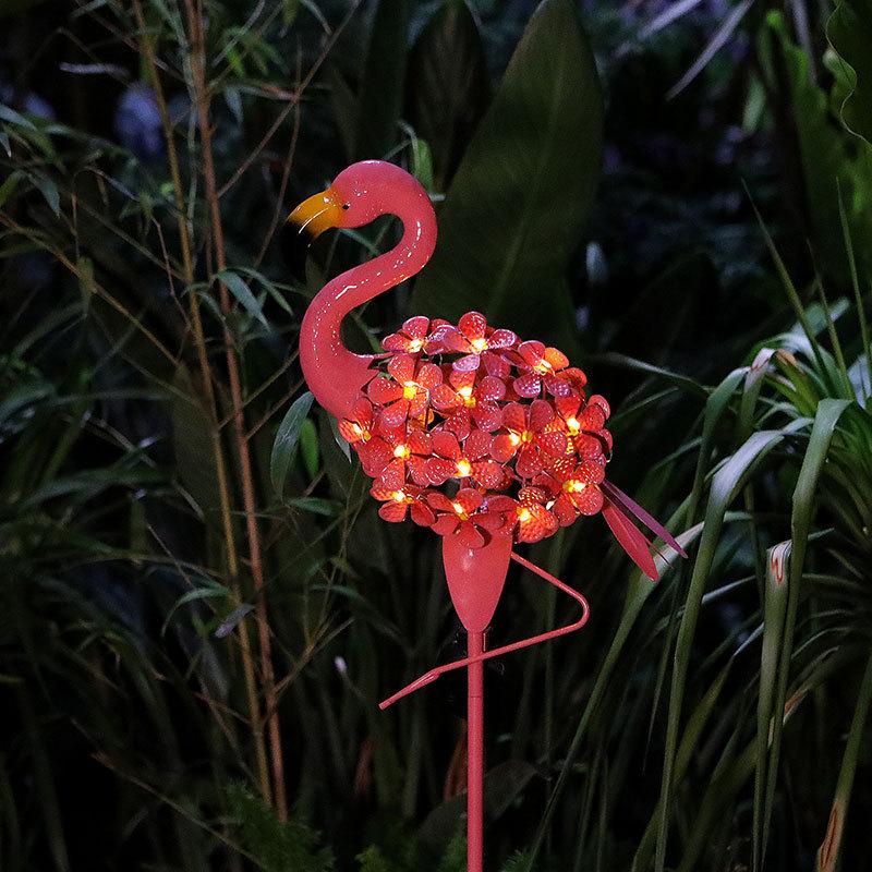 

Flamingo Solar LED Garden Light - Outdoor Animal-Shaped Lawn Decor with Wrought Iron Ground Insert