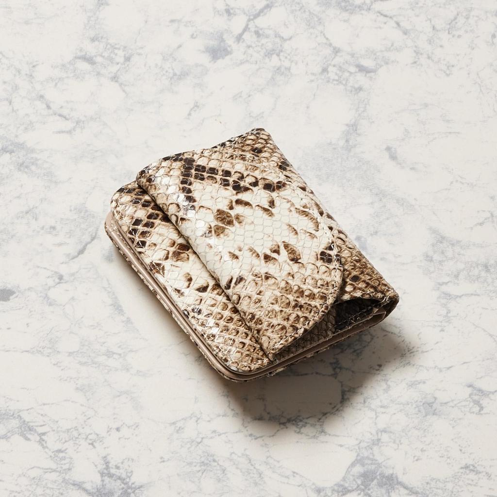 HENLY COAT Anaconda Diamantina Bifold Wallet with Cowhide Coin Feng Shui Gift Boxed Women's Italian-Made Leather, Box-Shaped Purse, Design,