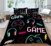 3D Bedding Single Double Bed Game Machine Printed Pillowcase and Quilt Cover 2/3 Pieces for Boys and Men Game Lovers Comfortable Household Bedding