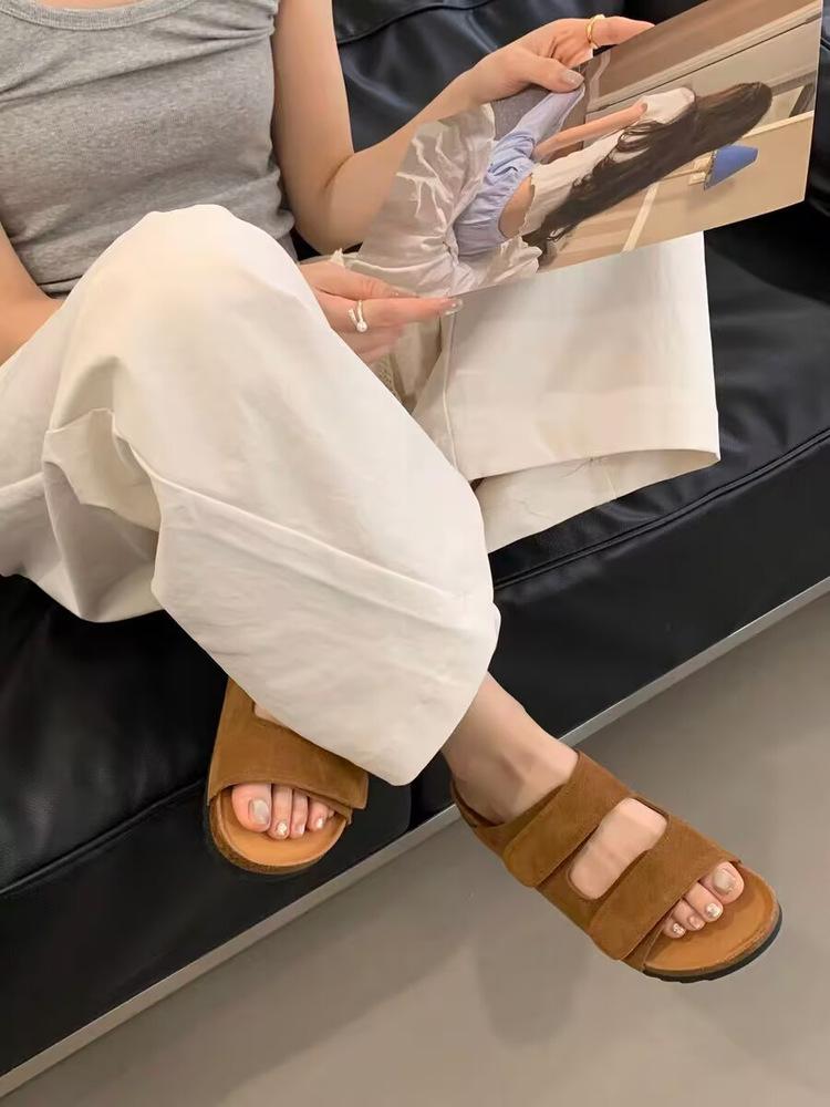 

Velcro Boken shoes platform slippers women s wear soft soles 2025 summer new flat-bottomed Boken ugly and cool slippers 40