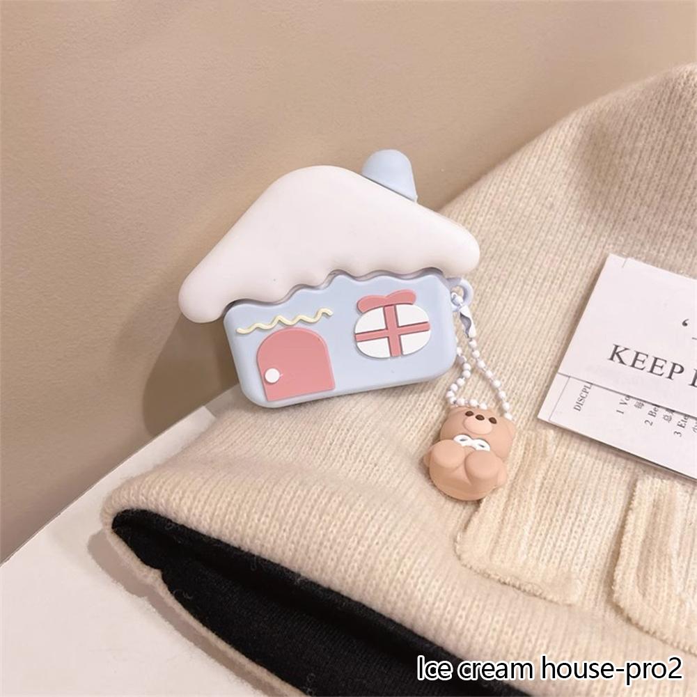 Ice Cream House Cover 3D Cute Silicone Earphone Earbuds Cover for AirPods 1/2/3/4 Pro 2 1 Charging Bags
