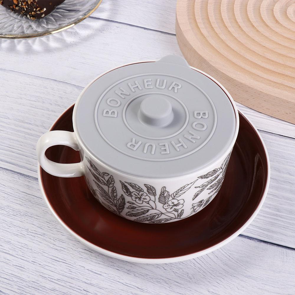 Mugs Lid With Convex Handle Silicone Glass Cup Cover Dustproof Heat-Resistant Cup Lid Round Universal Mug Sealed Cap Kitchen