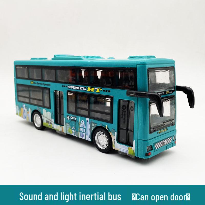 Children's Double-Decker Bus Toy: Convertible Police/Sightseeing Model with Openable Doors, Sound, Light & Inertial Motion