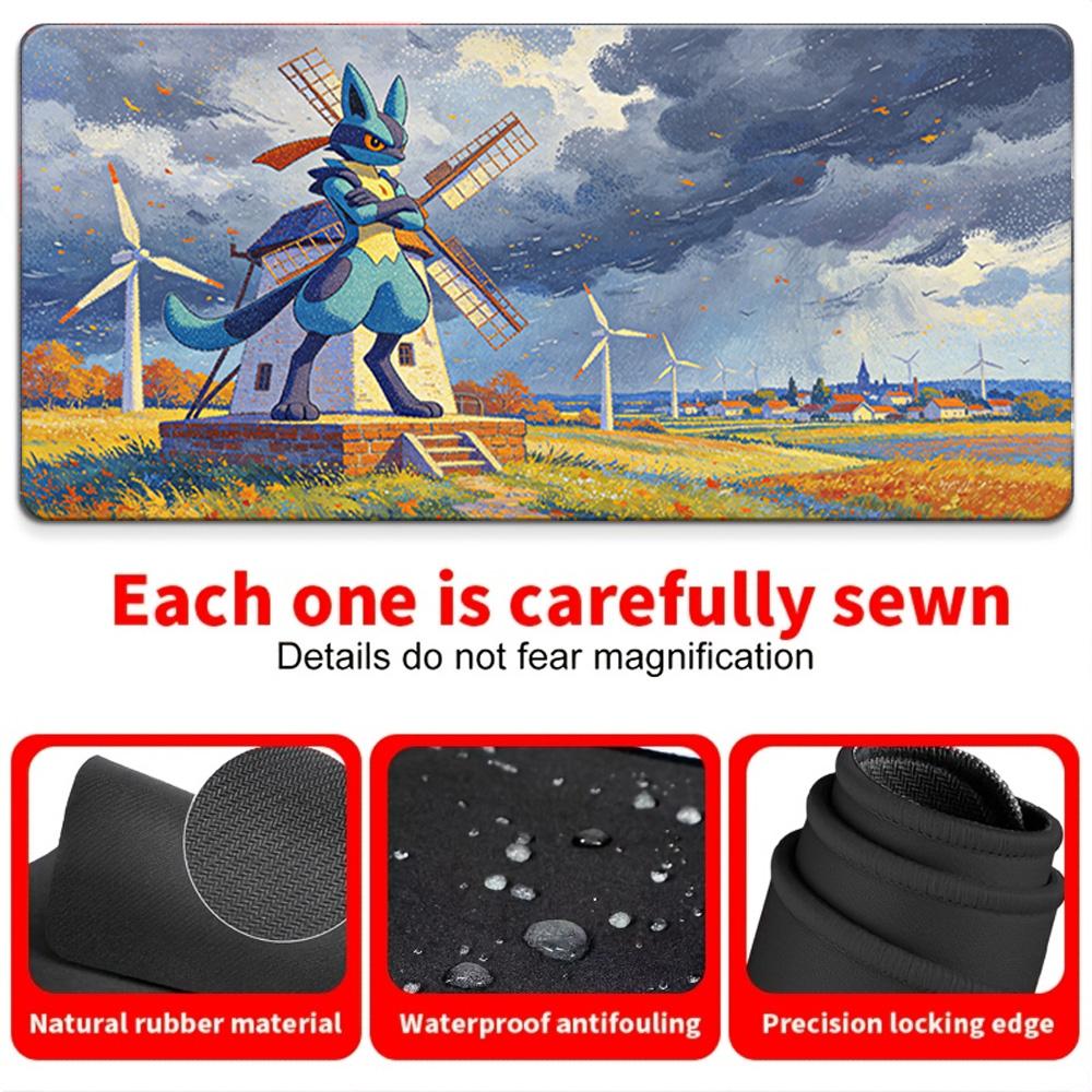 Pokemon Ash Starters Geometric Print Gaming Desk Mat NonSlip Washable Mouse Pad 30x80x0.2cm