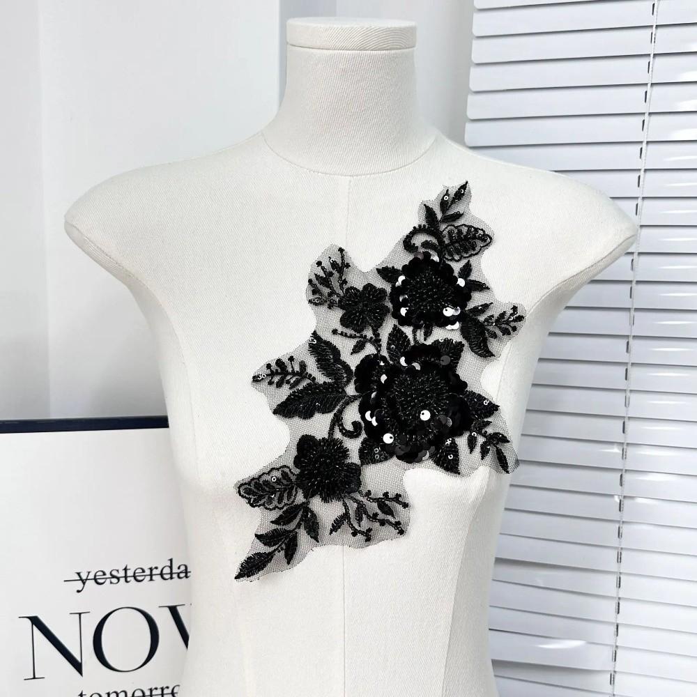 DIY Materials Bead Lace Flower Stickers Embroidery DIY DIY Embroidery Lace Handmade Colored Applique Wedding Dress Decoration