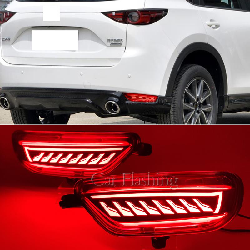 2Pcs For Mazda CX-5 CX5 2017 2018 2019 2020 2021 LED Rear Reflector Taillight Fog Lamp Rear Bumper Light Brake Light Turn Signal