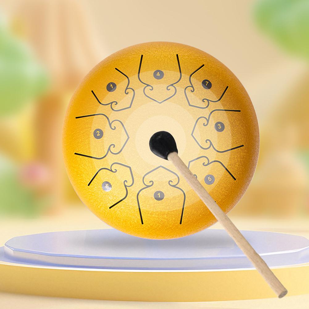 Mini Chakra Drum 6 Inches 8 Notes Waterproof Meditation Rain Chime Ethereal Hand Pan Musician Gift for Family and Friends