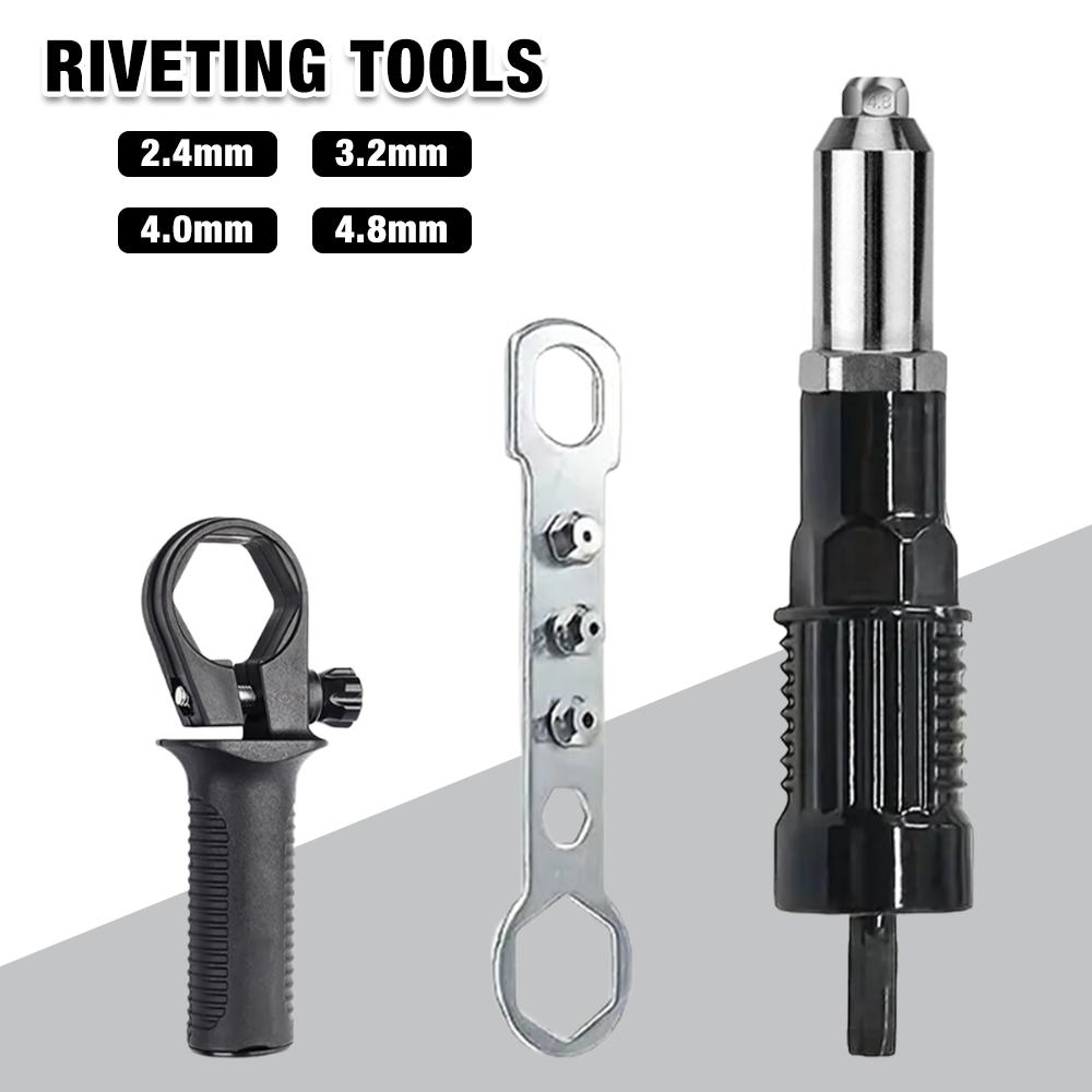 Máquina de rebitagem, adaptador de pistola de rebite elétrica, ferramentas de rebitagem de 2,4 mm-3,2 mm-4,0 mm-4,8 mm, máquina de rebitagem doméstica, para furadeiras elétricas