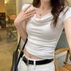 2025 Women's Trendy Slim-Fit One-Shoulder Cowl Neck Short Sleeve Summer Top