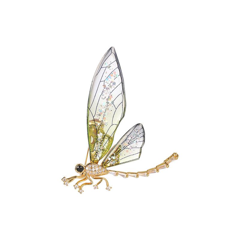 High-end Transparent Acrylic Dragonfly Brooch Female Animal Corsage Retro Pin Cartoon Silk Scarf Button Clothing