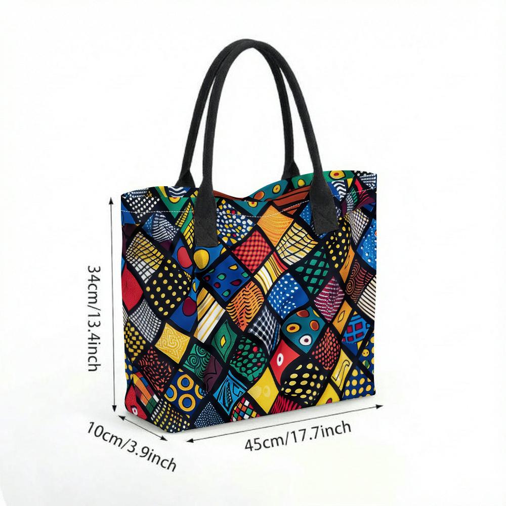 Colorful Pattern Tote Bag Large Capacity Shoulder Bag for Daily Use
