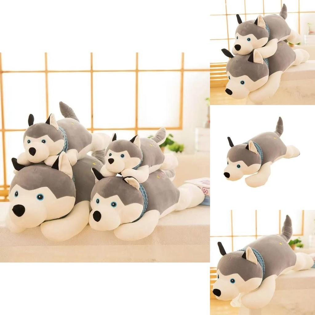 Cute Gray Lying Posture Husky Plush Doll Toy For Kids Bedroom Decor And Gifts
