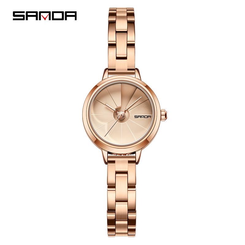 Sanda Korean Style Women's Waterproof Steel & Leather Strap Business Watch