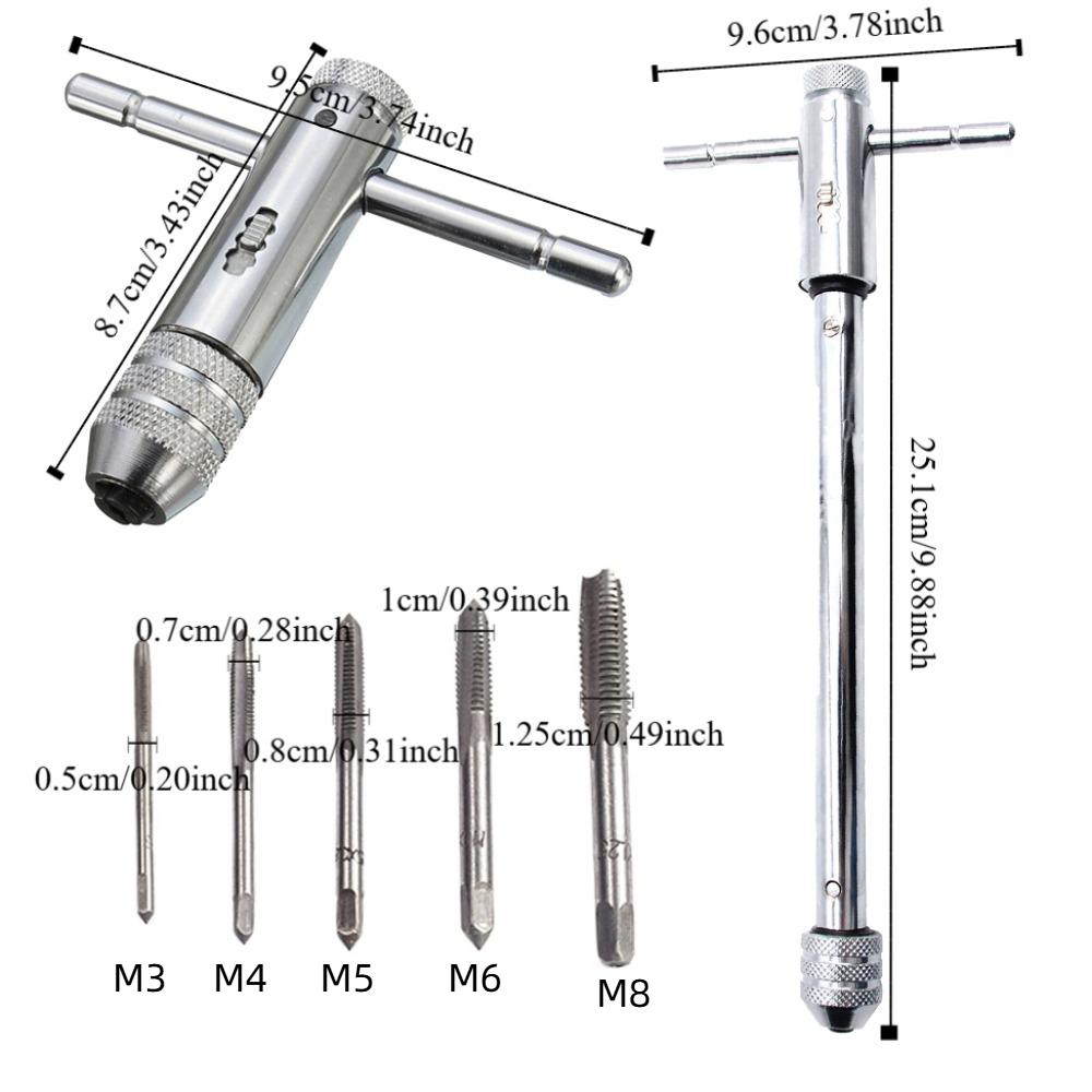 High Hardness Ratchet Tap Wrench Removable Adjustable T-Handle Ratchet Machinist