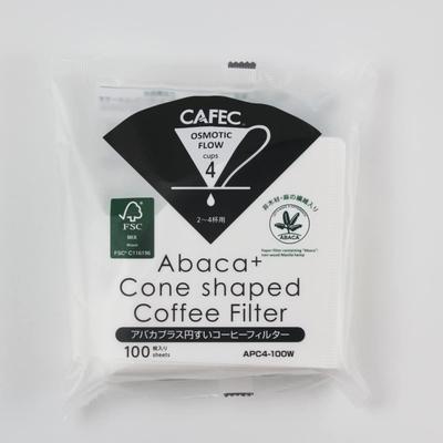 CAFEC Abaca Plus Koniske Kaffefiltre, 2-4 Kopper, 100 Filtre per Pakke, 3-Pakning, APC4-100W