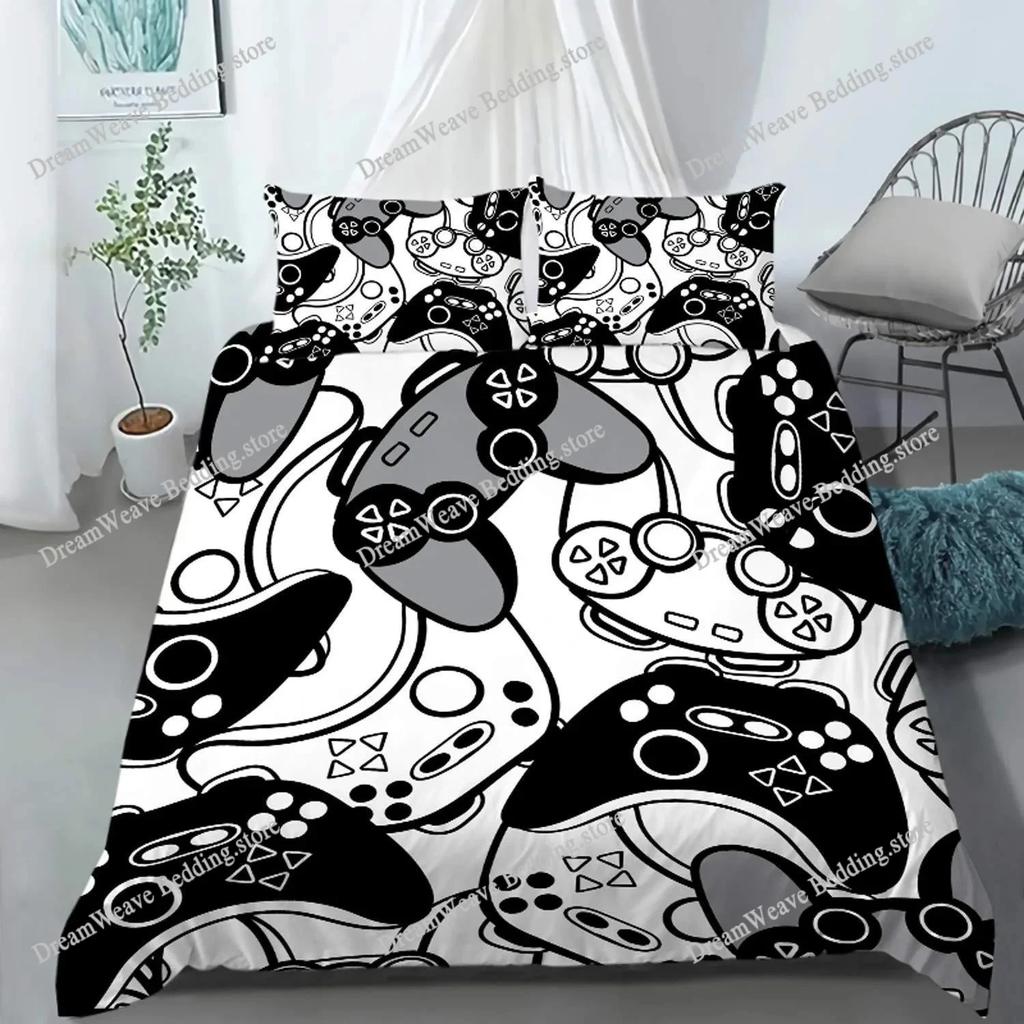 Gamer Bedding Sets for Boys Gaming Comforter Cover Children's Video Games Duvet Cover Gamepad Controller Gaming Designs Bed Set