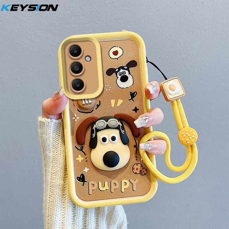 KEYSION Shockproof Case for Samsung S25 FE 5G with Lanyard Soft Silicone Cute 3D Cartoon Doll Phone Back Cover for Galaxy S25 FE