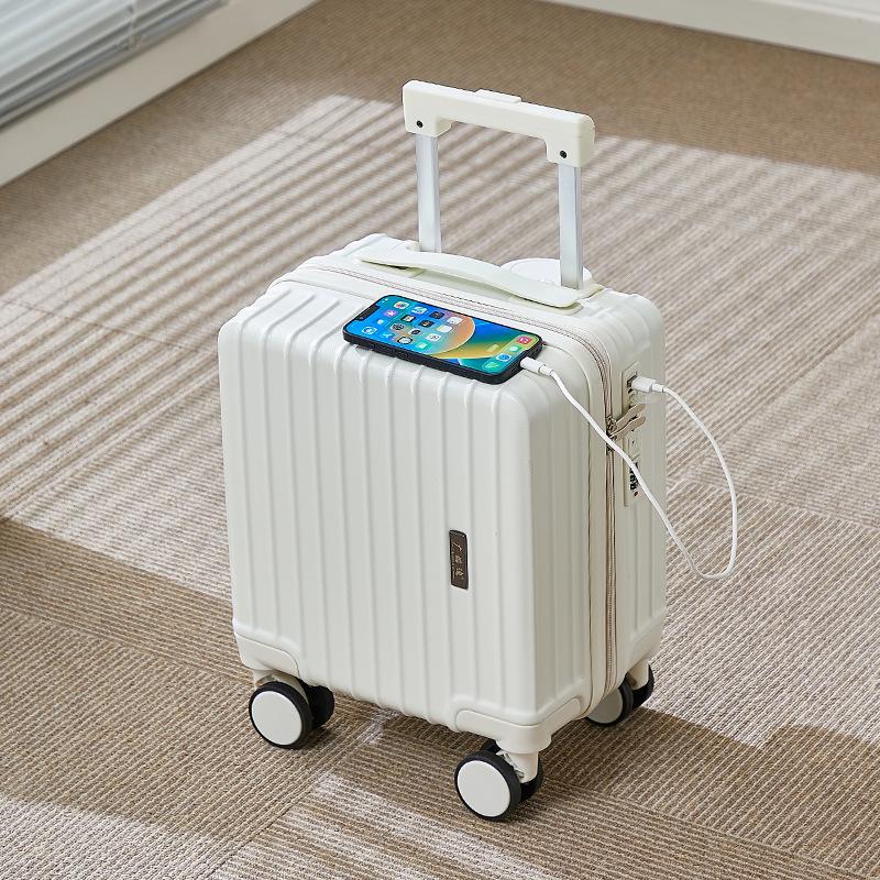 14" Silent Wheel Carry-On Luggage with USB Charger & Cup Holder