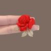 Vintage Red Rose Brooch Corsage Women's Pin - Elegant Clothing Accessory