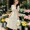 French Bubble Sleeve Floral Dress 2026 Summer New Thin Design Sense Age Reduction A Word Medium and Long Dress Temperament