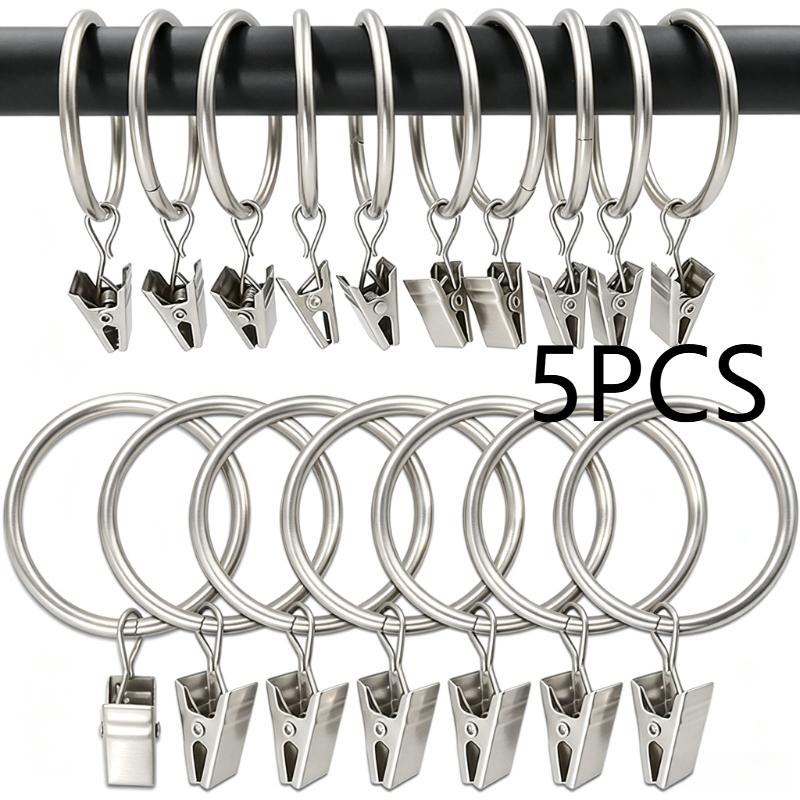 1-20pcs Curtain Rings with Clips Openable Drapery Metal Clip Rustproof Metal Hangers Ring for Windows Rods Decorative Drapery