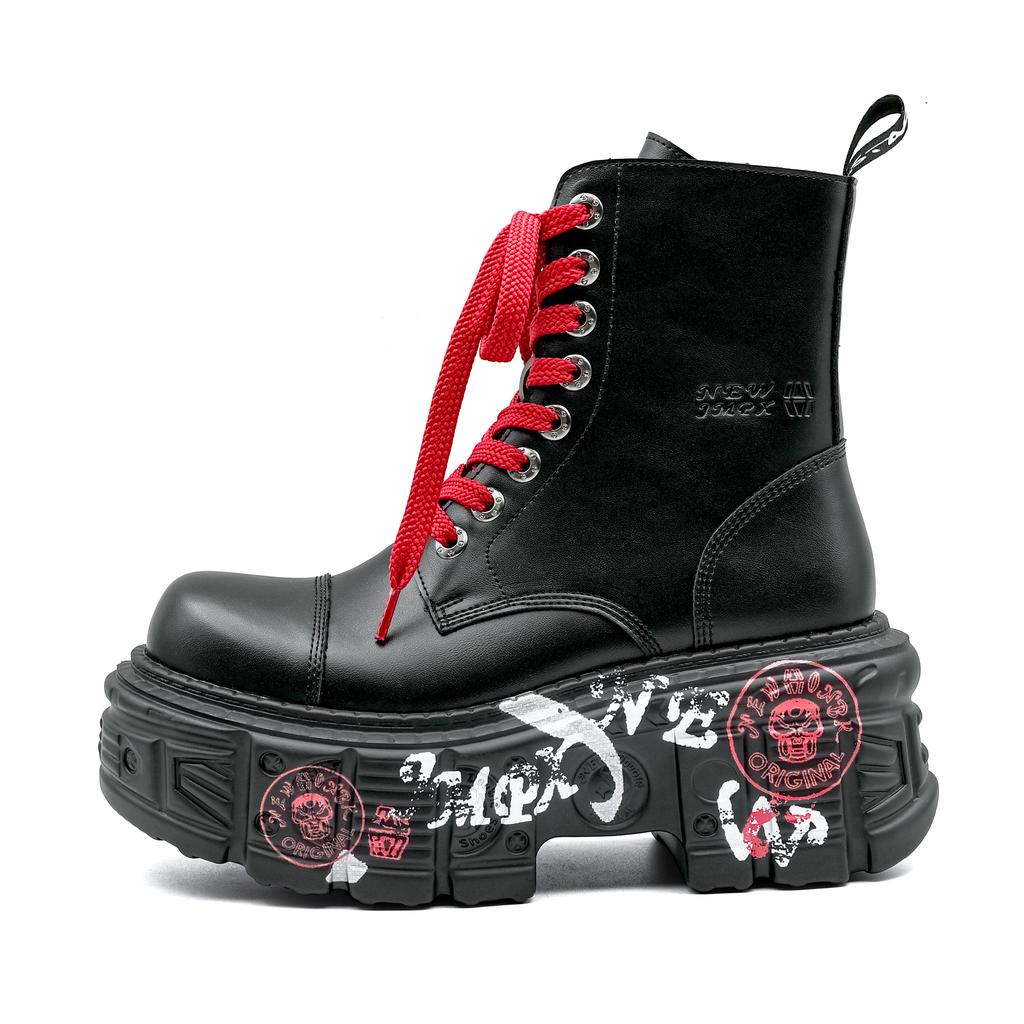 Nové Punk Dámské Kotníkové boty na platformě Dámský rock s kulatou špičkou Šněrovací móda Retro robustní boty Kovový dekor Krátké kozačky