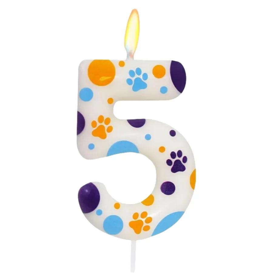 Birthday Candles Blue Dog Paw Themed Print Birthday Party Supplies Paw Cake Topper Decorations Birthday