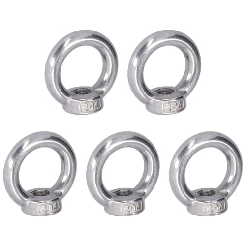 PLEAVIT M5 Stainless Steel Eye Bolts, Set of 5, for Hanging, Fixing, Reinforcement, and Auxiliary Fixtures