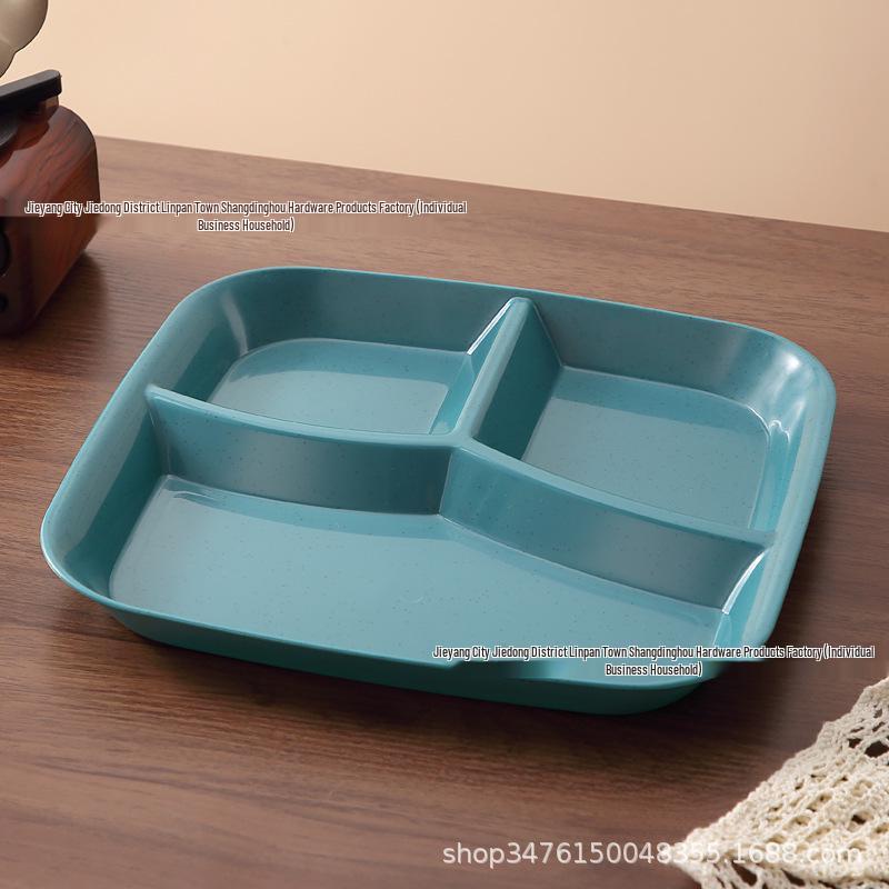 Fettforbrenning Porsjonskontrolltallerken: Tre-roms, fallsikker hvetestrådesign, fargekodet for effektiv måltidsplanlegging.