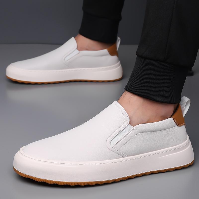 Fashion Luxury Designer New Men Slip On Loafter White Pu Leather Platform Shoes Male Walking Sneakers Tenis Masculino Zapatos Hombre