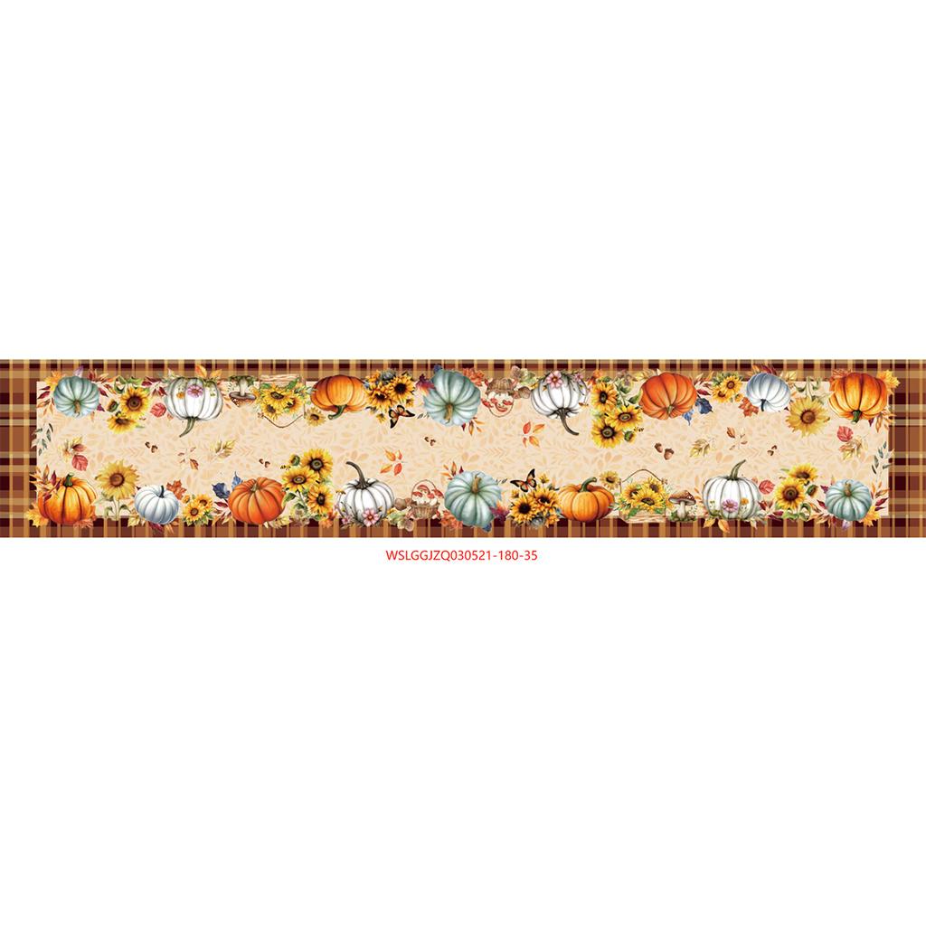 Thanksgiving Fall Harvest Kitchen Table Decorative Tablecloth, Maple Pumpkin Turkey Tablecloth
