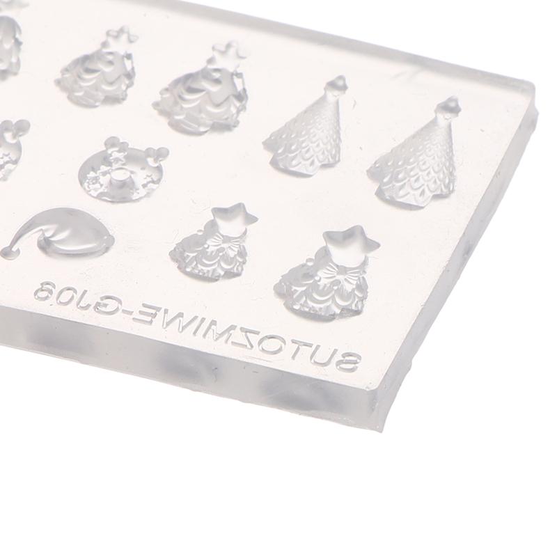 3D Silicone Nail Mold For Diy Nail Art Christmas Tree Snowman Bell Gingerbread Man Transparent Design Template Manicure Tool