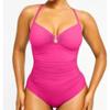 New Solid Color Fashion Meat Cover and Thin One-piece Women's Shoulder Straps Swimsuit Swimsuit