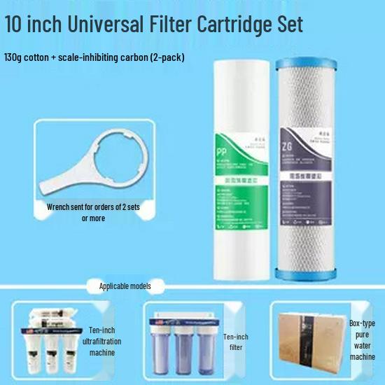 "Universal 10-Inch Water Purifier Filter: 3-Stage PP Cotton, UDF Granular Carbon, CTO Compressed Activated Carbon for Home"