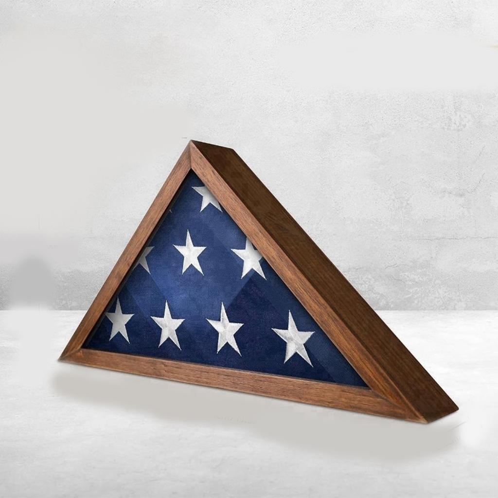 Holz Flaggenvitrine mit Glasfront zur Aufbewahrung von Nationalflaggen Aufbewahrung Dreieckskasten Wohnzimmer- oder Bürodekorationen
