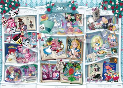 EPOCH Puzzle Disney in Puzzle Dekoration Enthält und Dekorative Aufkleber 500-Teile-Puzzle, "Bücherregal/Alice im Wunderland" (38x53cm), 74-305s, Collage,