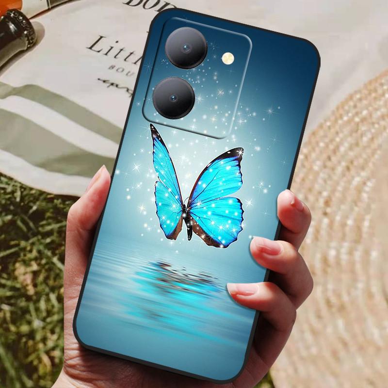 Para Capa Vivo Y36 5G Capa Preta À Prova de Choque Silicone Macio Capas Traseiras Para Vivo Y36 4G V2247 Capa de Telefone Y 36 5G Capa Leão Lobo