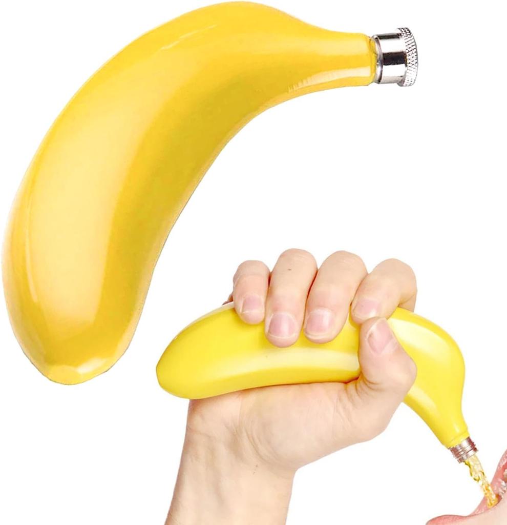 5Oz Banana Shaped 304 Stainless Steel Cup Outdoor Flask Stainless Steel Flask, with Bracket Hook and Funnel