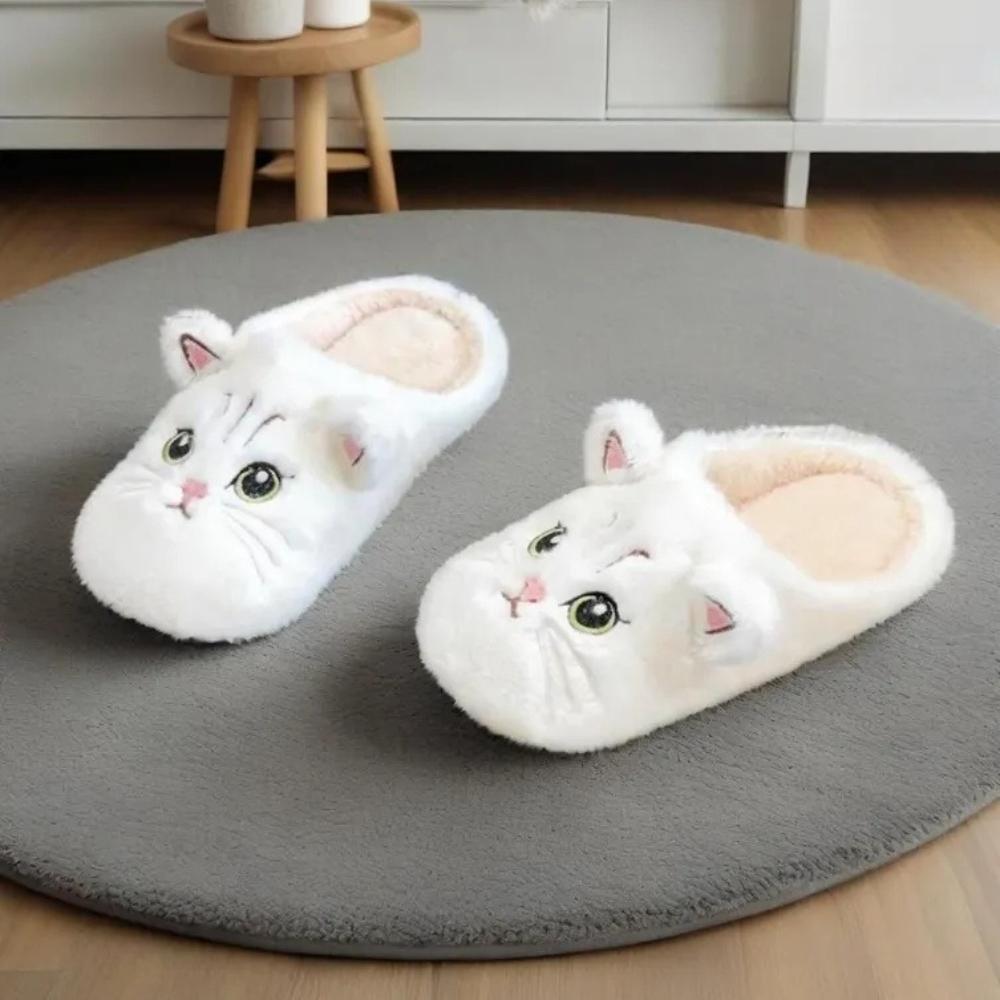 Dammode Höst och Vinter Katt Söta Inomhus Tofflor med Mjuk Sula