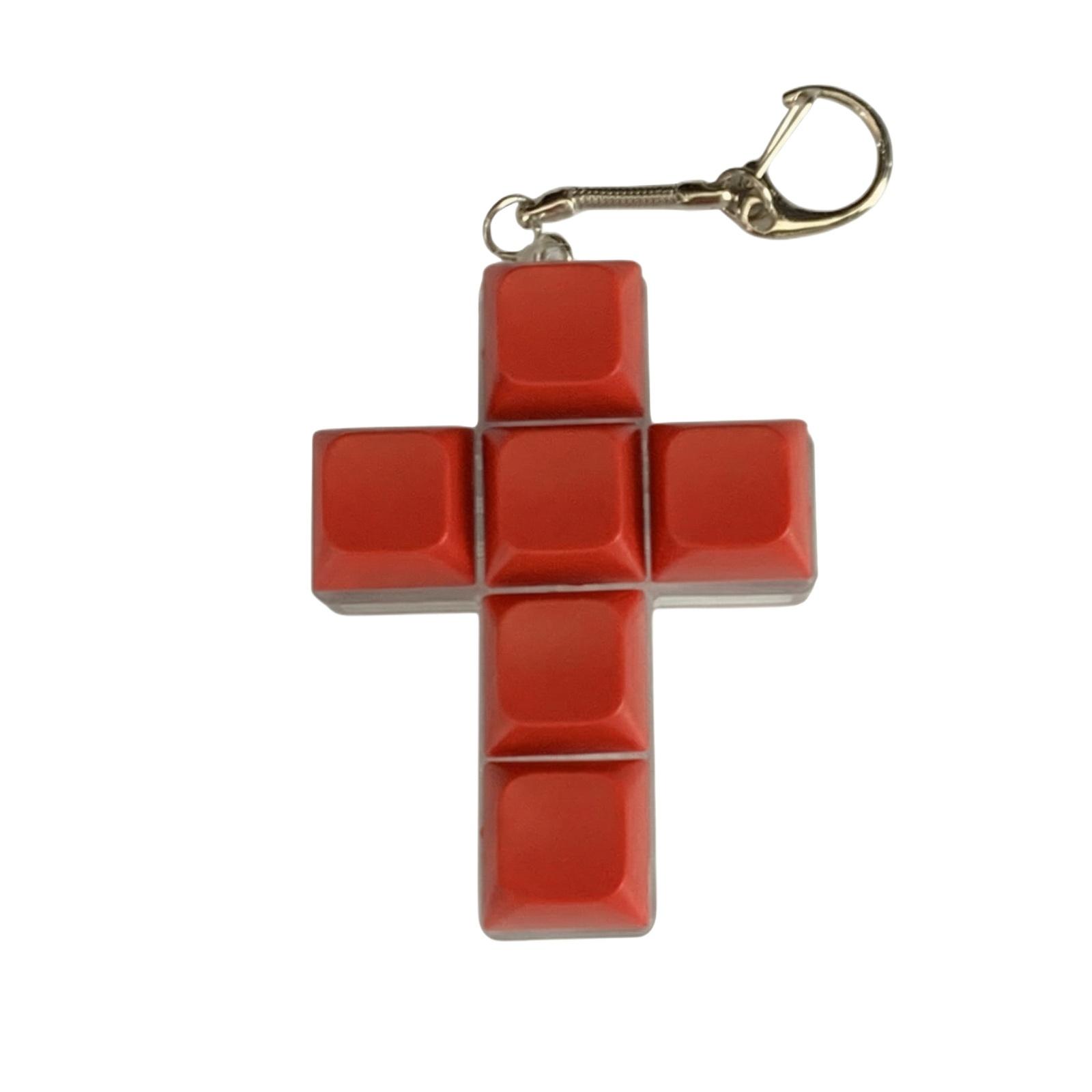 

Cross Shaped Keychain with Geometric Block Design Lightweight Plastic Material Durable Key Holder for Everyday Use One Size красный