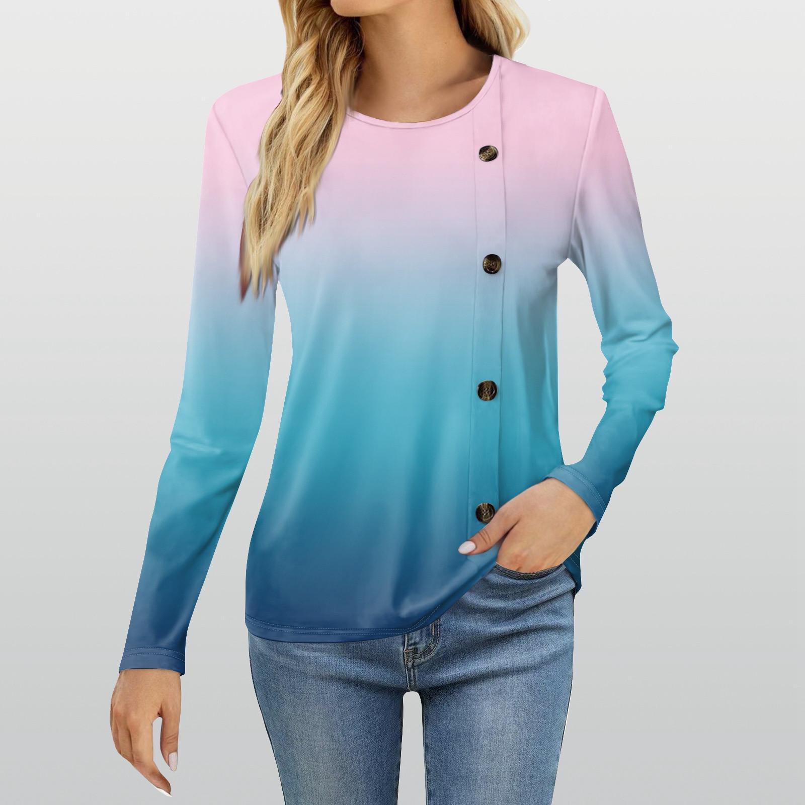 

Женская модная повседневная футболка с круглым вырезом и длинным рукавом с принтом, женская футболка M