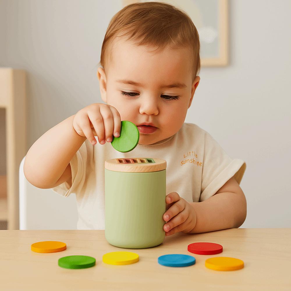 Montessori Shape and Color Sorting Toy Classification Cups Wooden Fine Motor Sensory Toy  Toddler