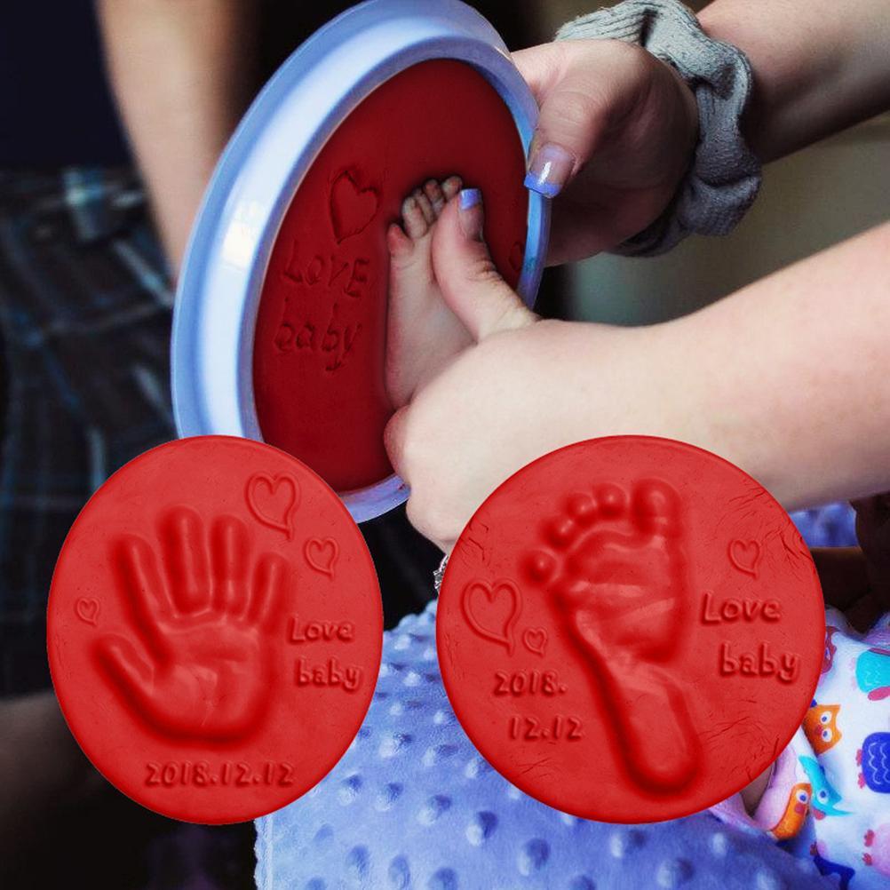 DIY Babypflege Hand Fuß Tintenpad Handabdruck Fußabdruck Fingerabdruck 7 Farben Weich Ton Flauschiger Schaum Zubehör Antistress Kinderspielzeug für Kinder
