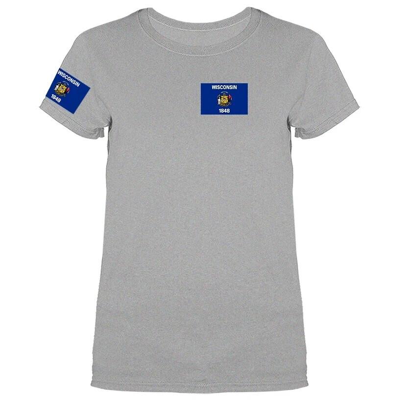 State of Wisconsin Flag Crest Women s T-shirt Unisex T-Shirt XXXXL
