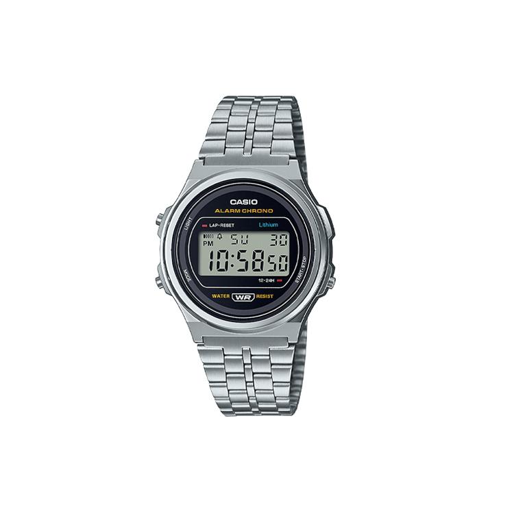 CASIO Unisex YOUTH Black Watch A171WE-1AEF A171WE-1AEF Silver Strap